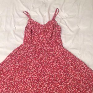 maroon dress with white flowers